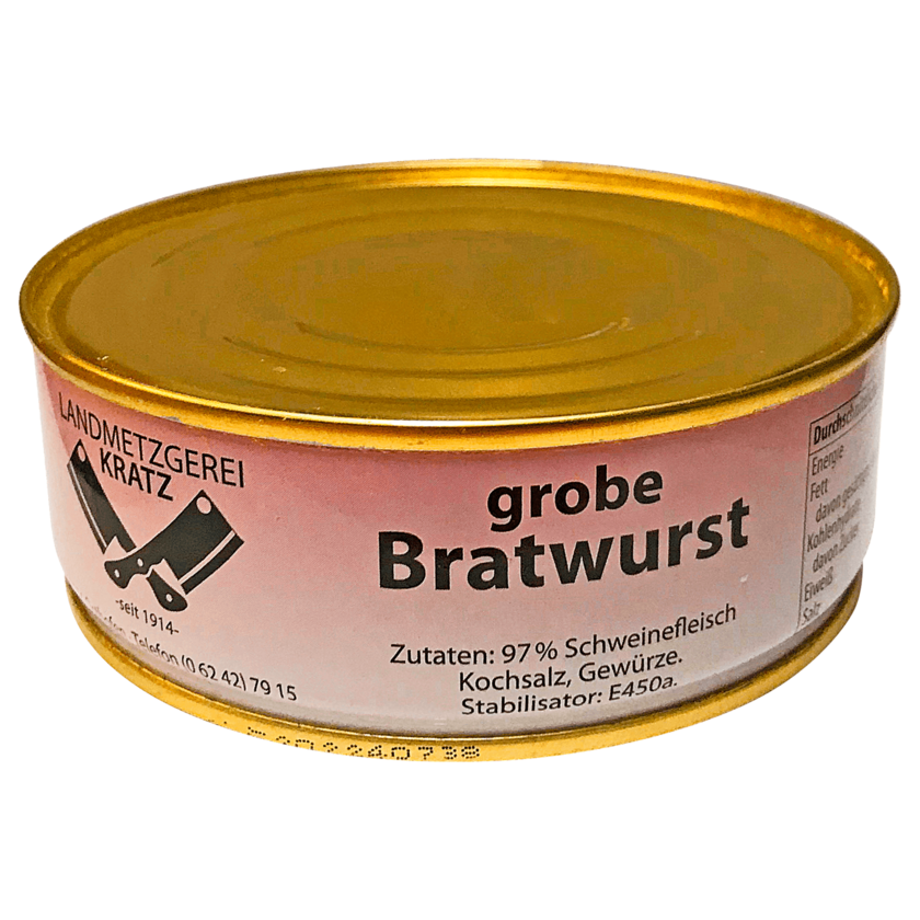 Landmetzgerei Kratz Grobe Bratwurst 200g